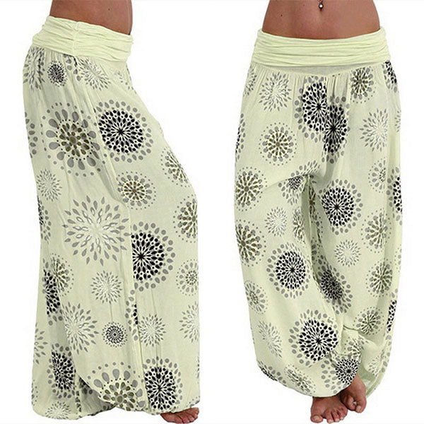 Blumendruck Boho Elastic Waist Yoga Haremshose