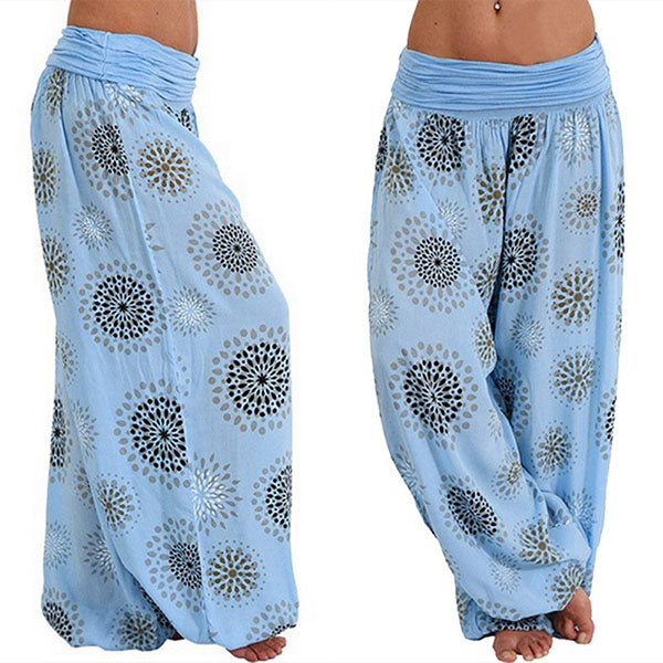 Blumendruck Boho Elastic Waist Yoga Haremshose