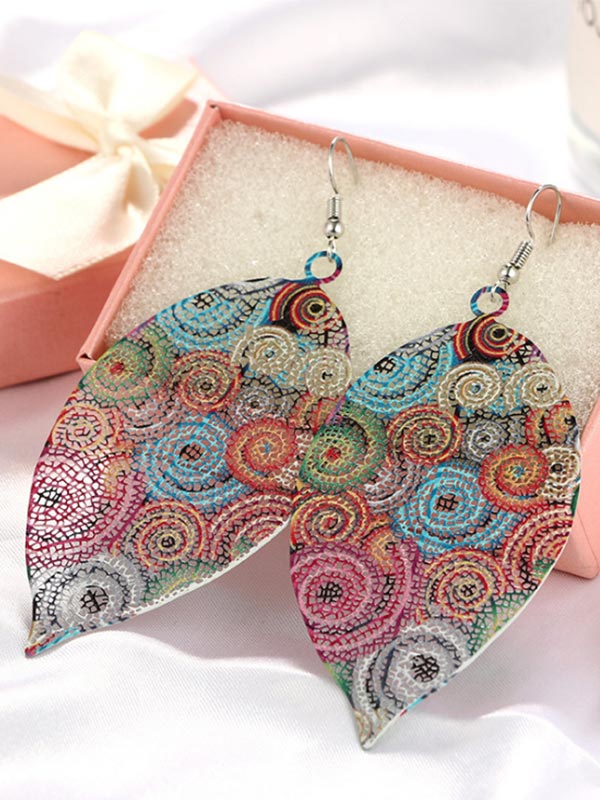 Pendientes fértiles, de hoja hueca, impresión en color.