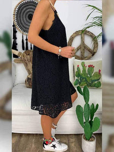 Vestido de encaje con cuello en V talla grande