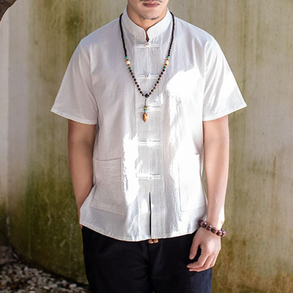 Camisa de algodón de manga corta para hombre