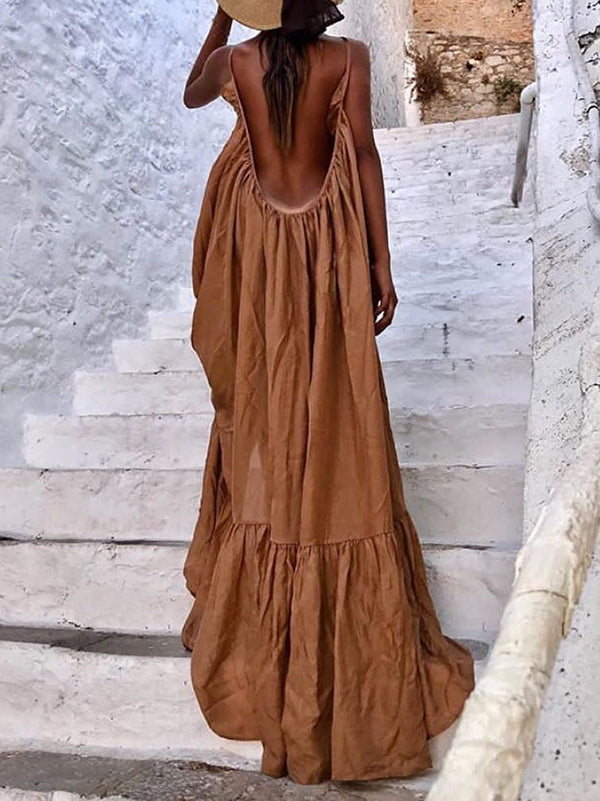 Rückenloses Boho Party Maxikleid