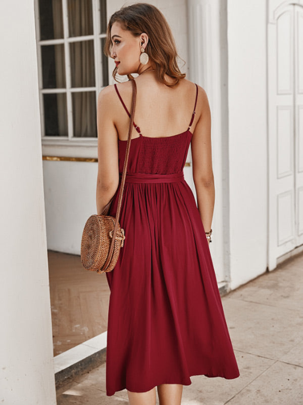 Vestido sin tirantes para mujer con corbata