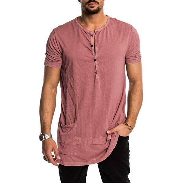 Camiseta de hombre con botones vintage con cuello redondo