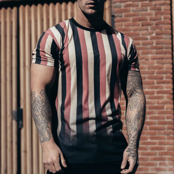 Vyriškos vertikalios juostelės, kontrastingos spalvos greitai džiūstantys marškinėliai