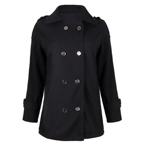 Plus Size Buttoned Solid Casual Shawl Collar Coat