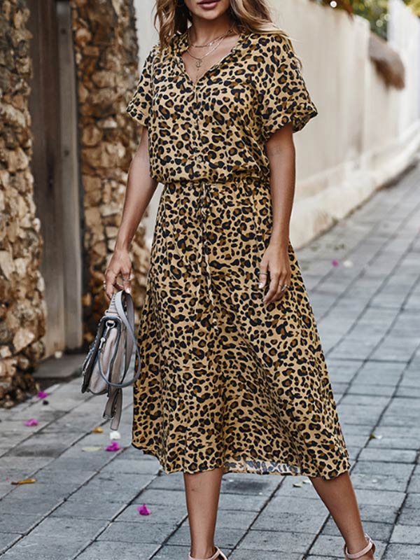Vestido estampado de leopardo para mujer