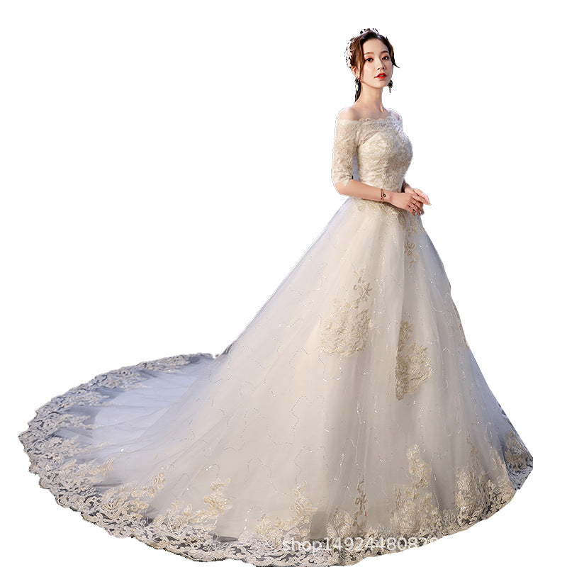Suzhou wedding tail wedding dress factory direct wholesale wedding dress Tiger Hill wedding 2020 new bride one shoulder drag
