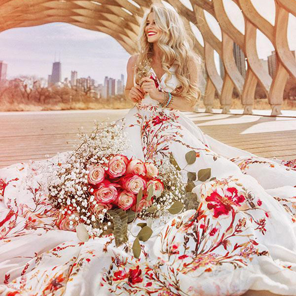 Boho Vacation Beach Print Ärmelloses Kleid