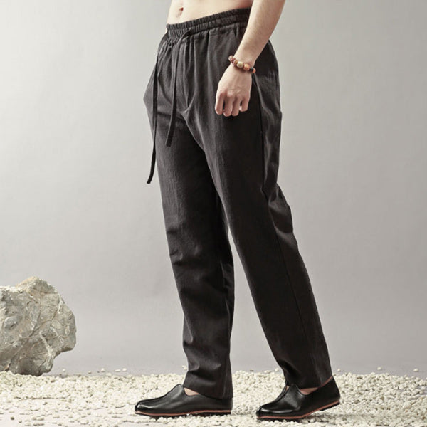 Herren Leinen Casual Straight Hose