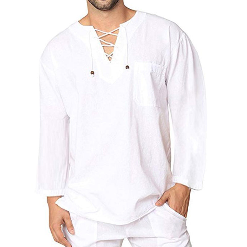 Herren-Schnürhemd aus Baumwolle