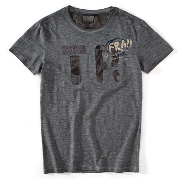 Herren Vintage Letter Logo Rundhals Kurzarm T-Shirt