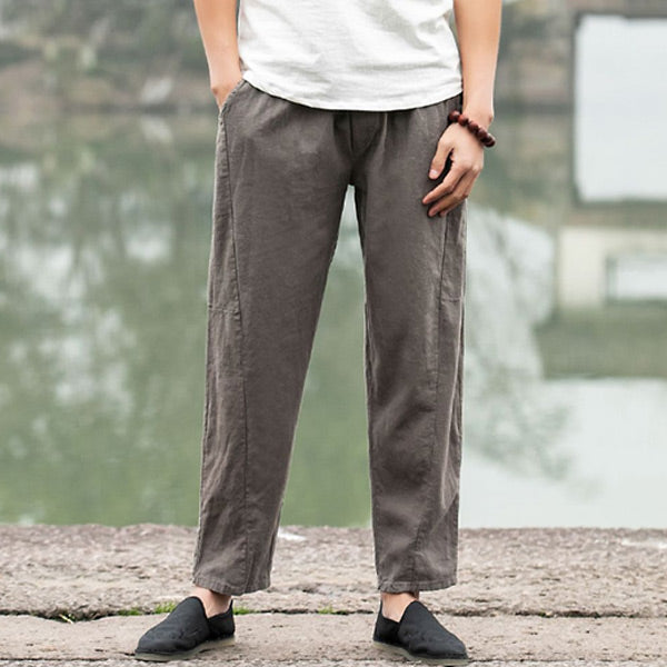 Pantalón de terciopelo suelto de lino para hombre.