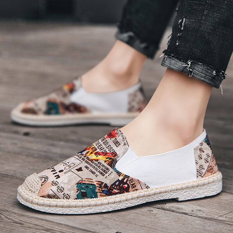 Zapatos de cáñamo cómodos de moda para hombre, lujo y verano.