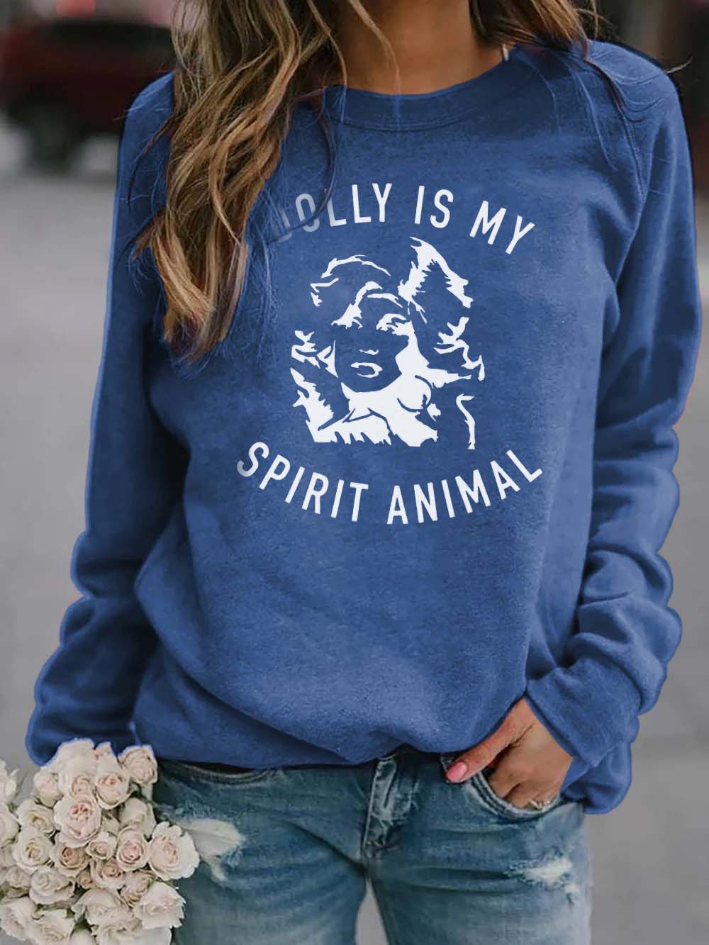 Frau Dolly ist mein Geist Tier gemalt Sweatshirt