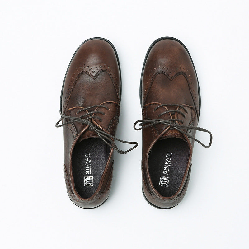 Sactino Brogue leather shoes in brown / black / coffee color