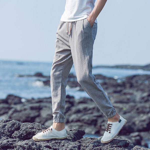 Pantalones finos de lino y algodón para hombre