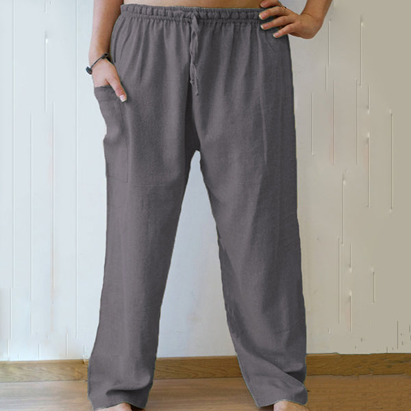 Pantalones sueltos hechos de una mezcla de algodón y lino.