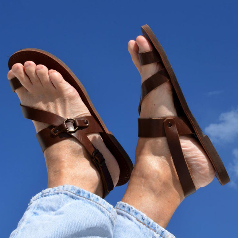 Sandalias romanas hechas a mano griegas para hombres