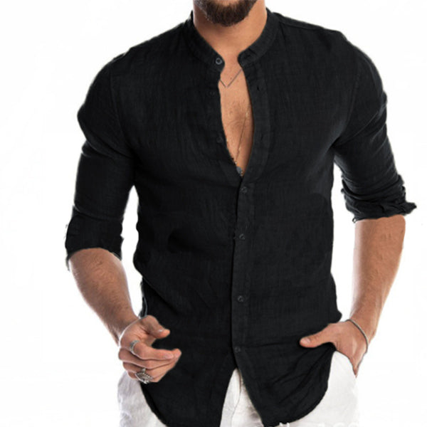 Camisa de lino simple para hombre