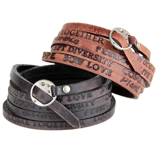 Pulsera vintage de cuero para hombre