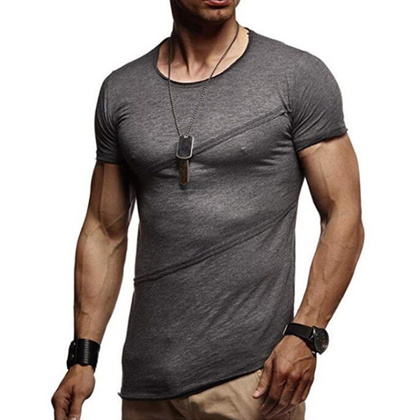 Herrenmode plissiertes kurzärmeliges Rundhals-T-Shirt