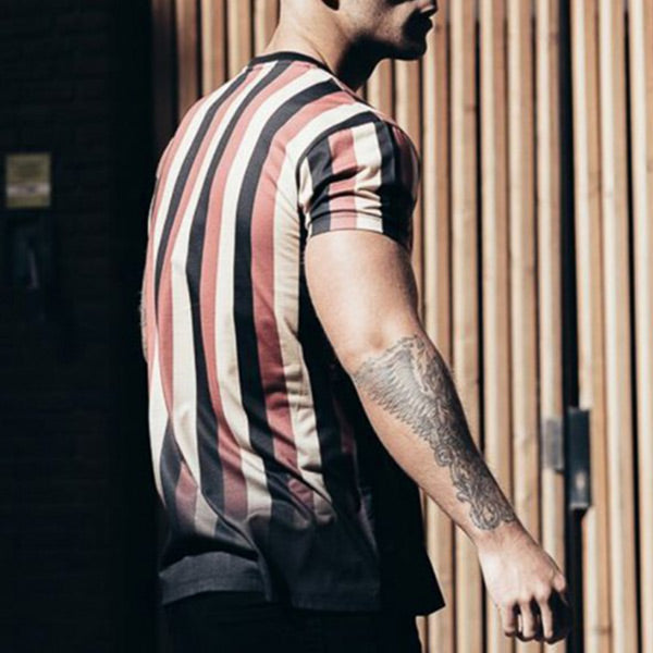 Vyriškos vertikalios juostelės, kontrastingos spalvos greitai džiūstantys marškinėliai