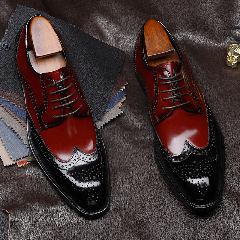 Sactino Brogue zapatos de cuero de vino negro / tinto