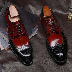 Sactino Brogue zapatos de cuero de vino negro / tinto