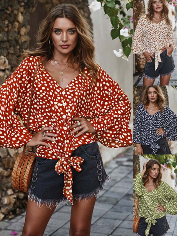 Blusas para mujer con estampado de lunares