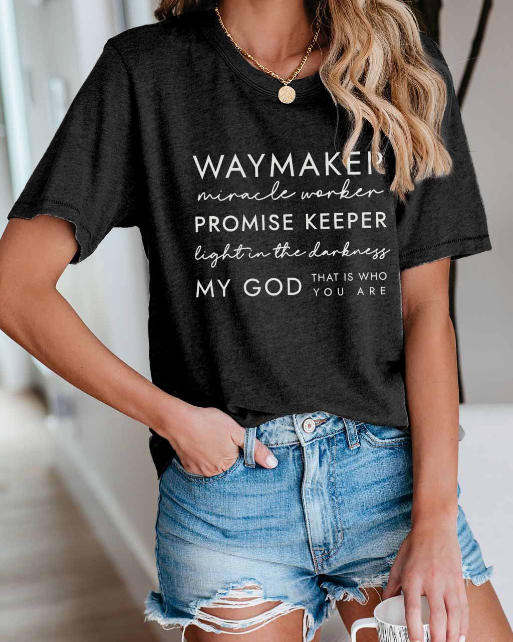 Frauen Way Maker Songtexte Faith Print T-Shirt