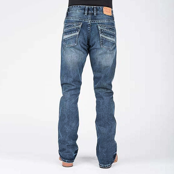 Jeans con corte de zapato piezo denim inverso de baja nobleza