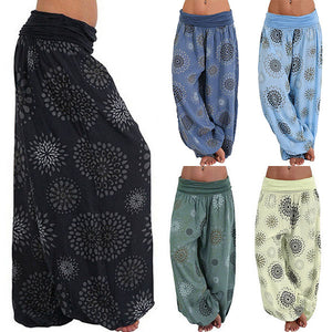 Blumendruck Boho Elastic Waist Yoga Haremshose
