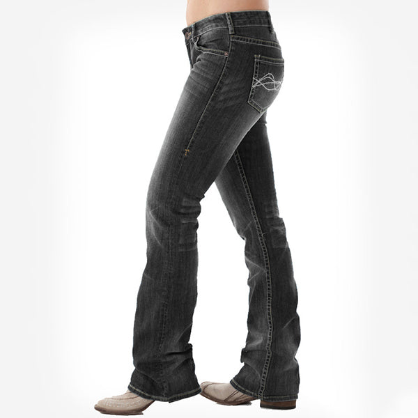 Blanco Barbwire bordado Lavado estiramiento cadera Hugger Bootcut Jeans