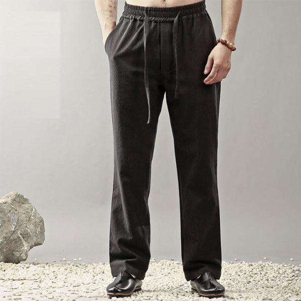 Herren Leinen Casual Straight Hose