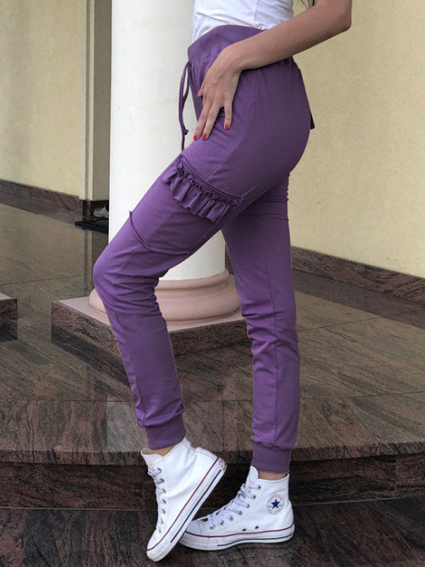 Auriculares de madera en blanco y negro para mujer, pantalones casuales sueltos