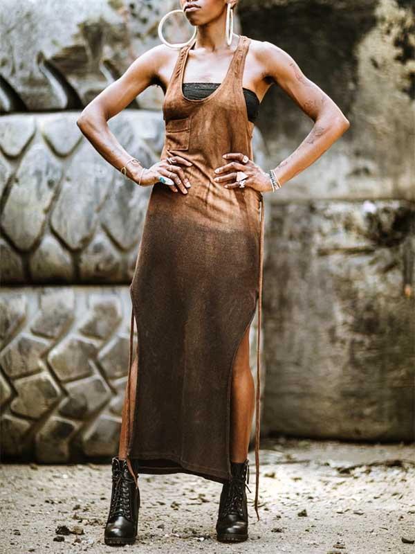 Vestido sexy con abertura lateral delgada para mujer