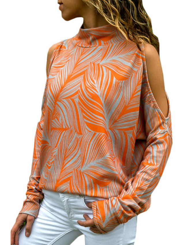 Top de punto de mujer de manga larga con estampado geométrico