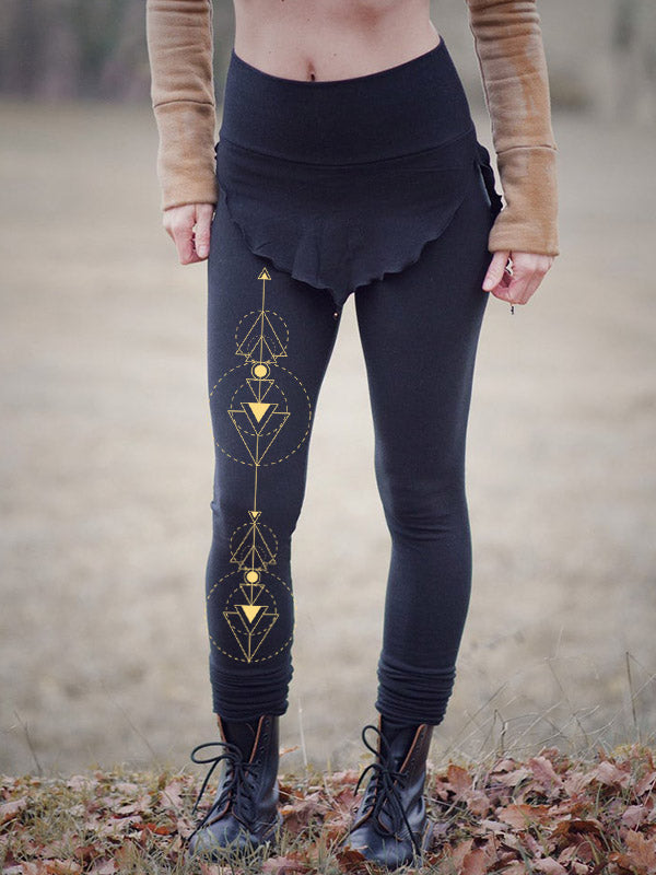 Leggings vintage elásticos de algodón orgánico con prensa geométrica