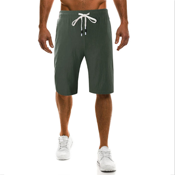 Einfarbige Leinen-Shorts für Herren in Übergröße