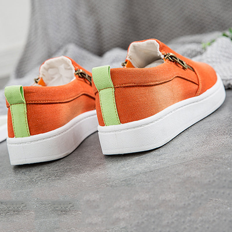 Zapatos casuales de lona de moda para mujer con cremallera