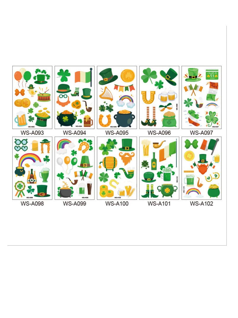 Pegatinas de trébol en la cara para St. Para el día de patricio