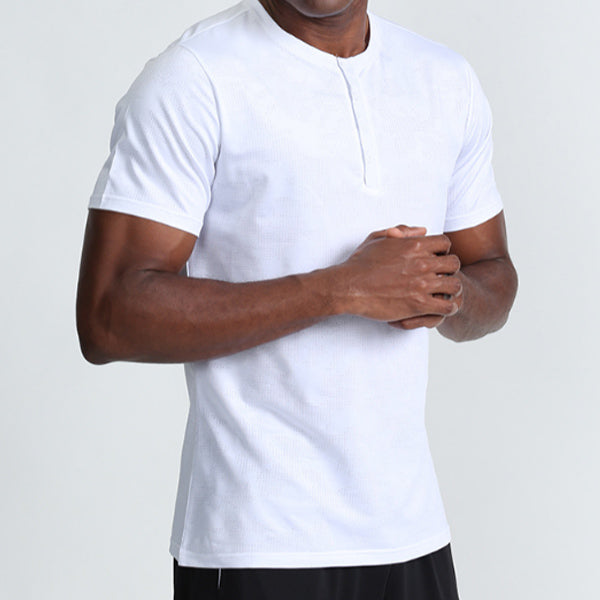 Schnelltrocknendes, atmungsaktives, einfarbiges Fitness-Kurzarm-T-Shirt für Herren