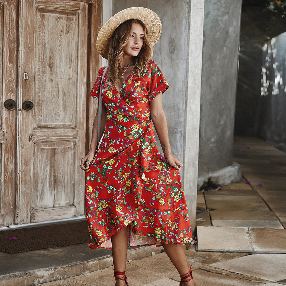 Maxi vestido de mujer con estampado floral
