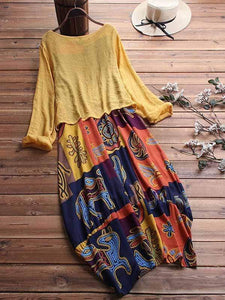 Vestido de dos piezas confeccionado en lona de algodón.
