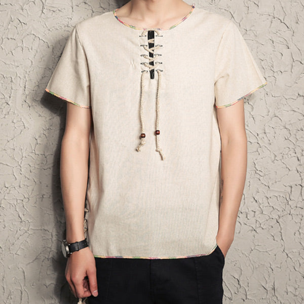 Retro-Schnür-T-Shirt für Herren