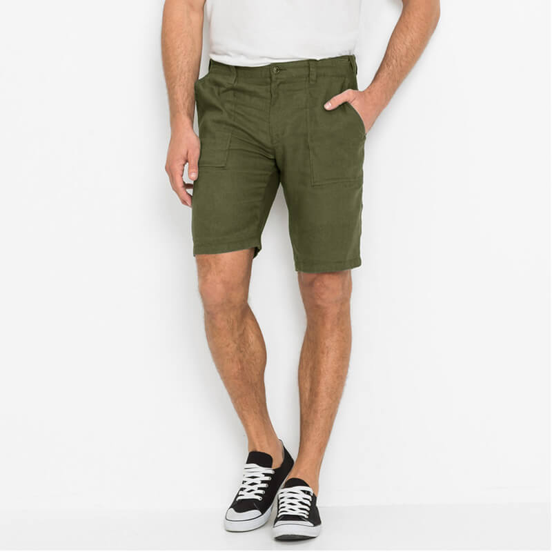 Pantalones cortos transpirables, ligeros y suaves hechos de lino natural, para hombres de estilo urbano de verano