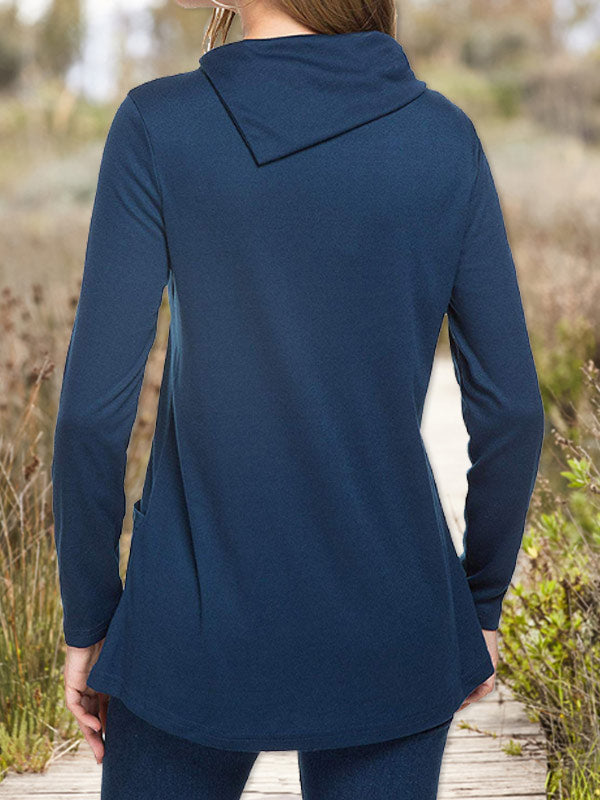 Top de bolsillo con botones y cuello irregular para mujer