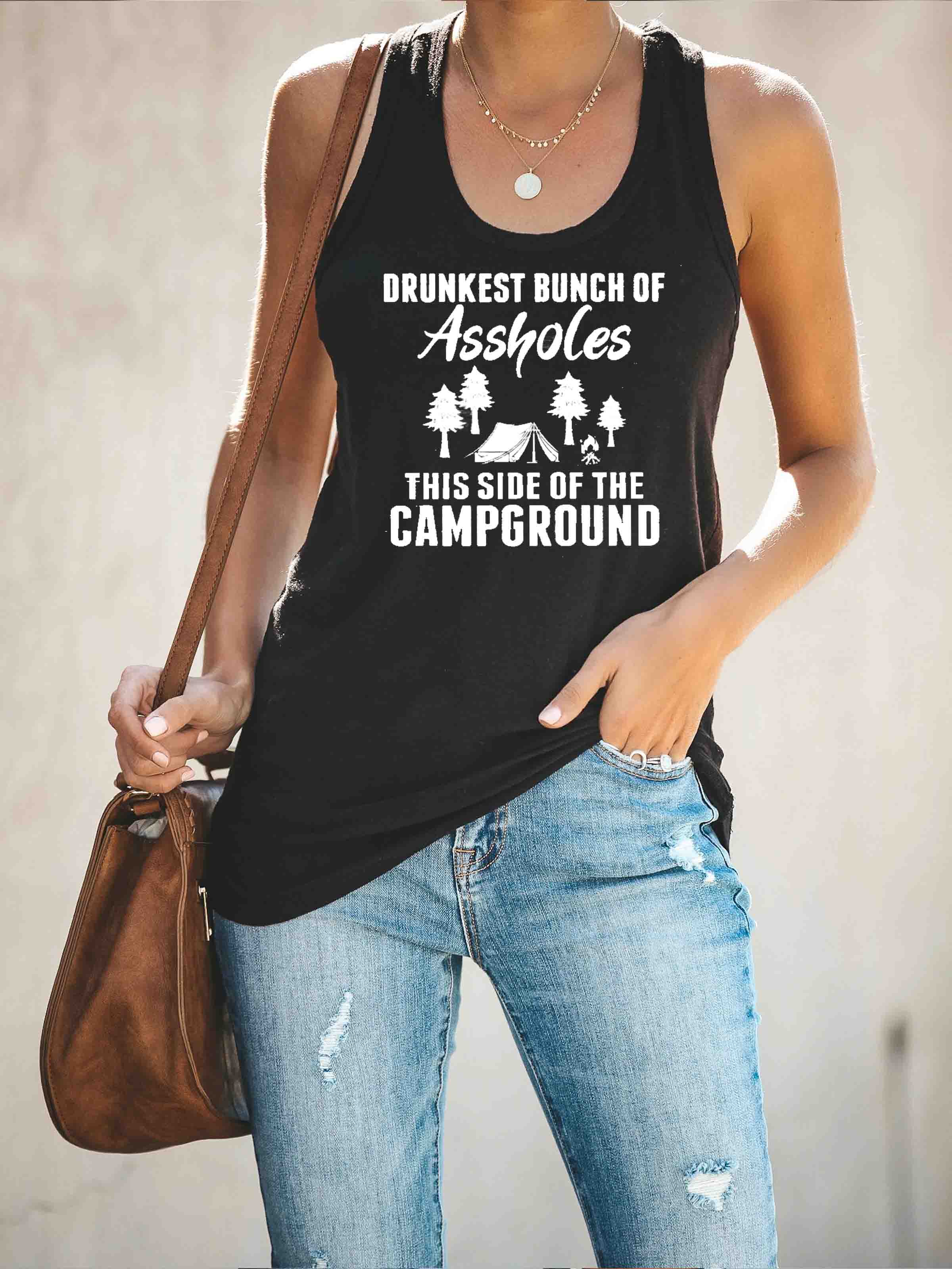 Frauen betrunkenster Haufen Arschlöcher Campground Print Tank