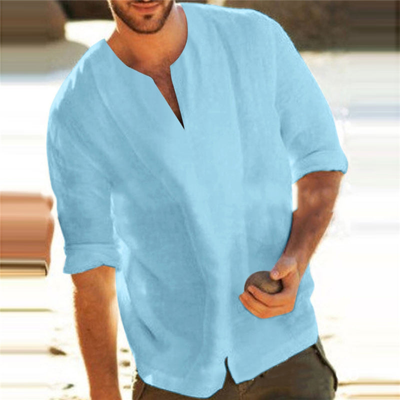 Slit V-Ausschnitt Herren Langarm Shirts